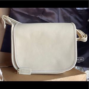 VINTAGE COACH shoulder saddle bag in bone